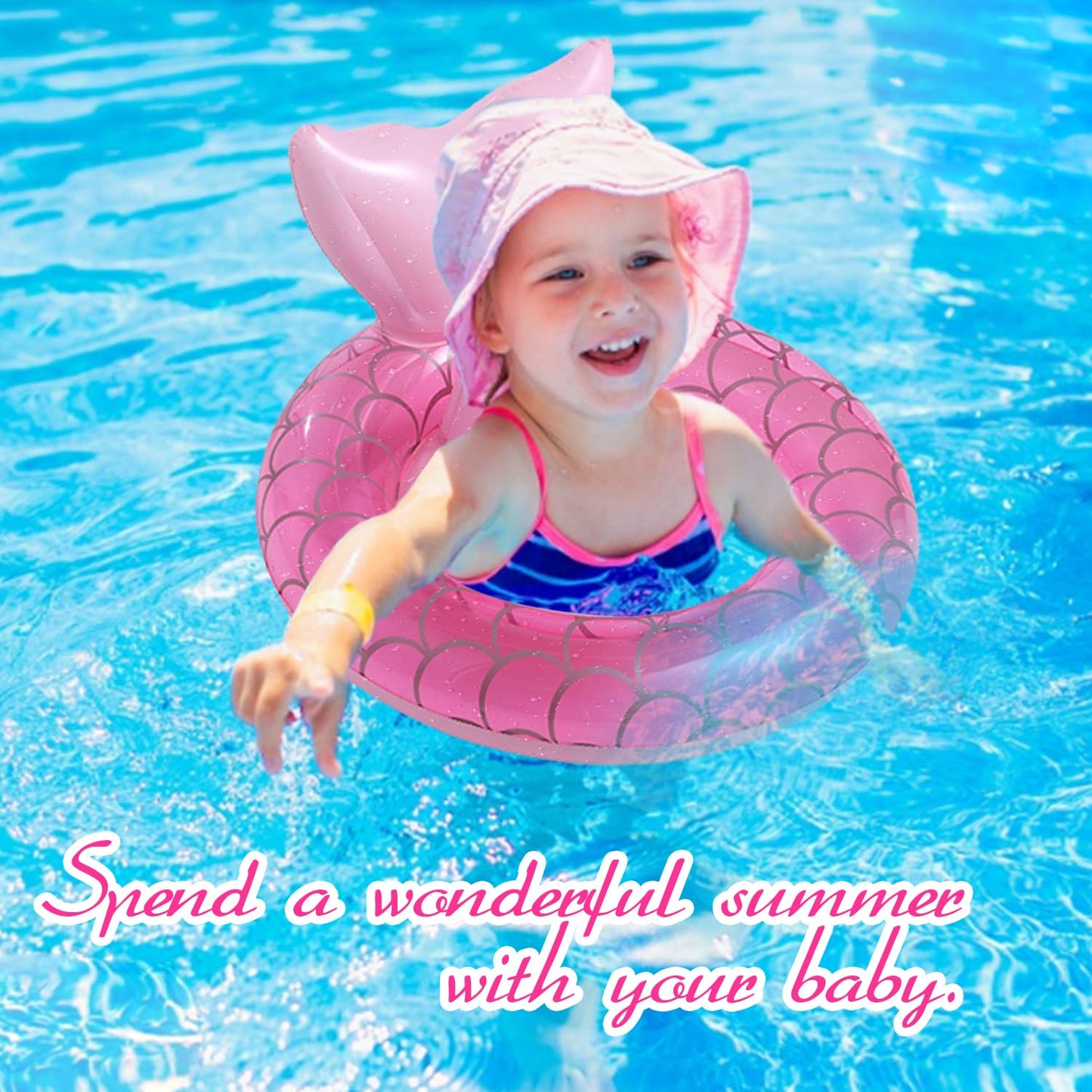 ZEYGLXC 2023 New Mermaid Baby Swimming Pool Floats 6-48 Months Inflatable Pool Swim Ring with Seat and Handle for Babies Toddlers Infant Training Summer