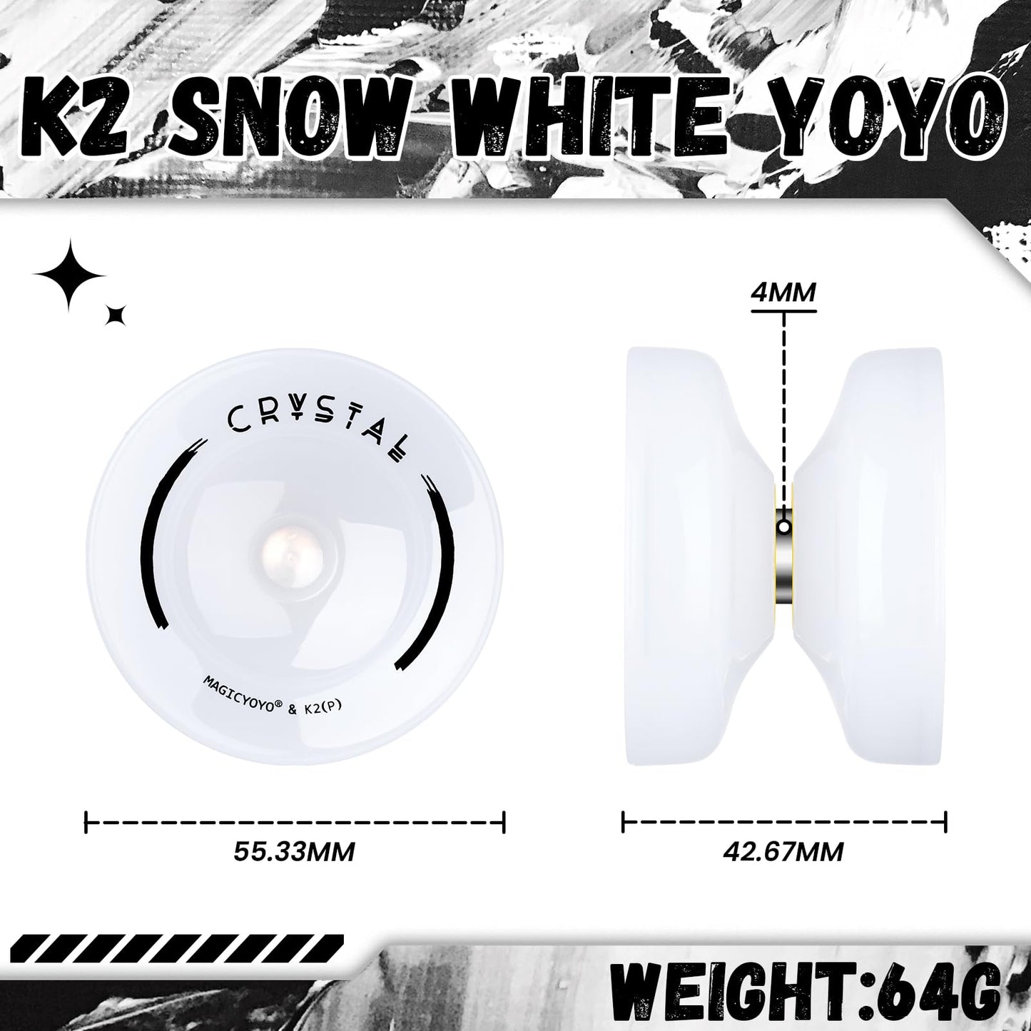 Magicyoyo K2 Responsive Yoyo For Kids - Beginner Yo-Yo With Glove, Storage Bag, 12 Strings - Snow White