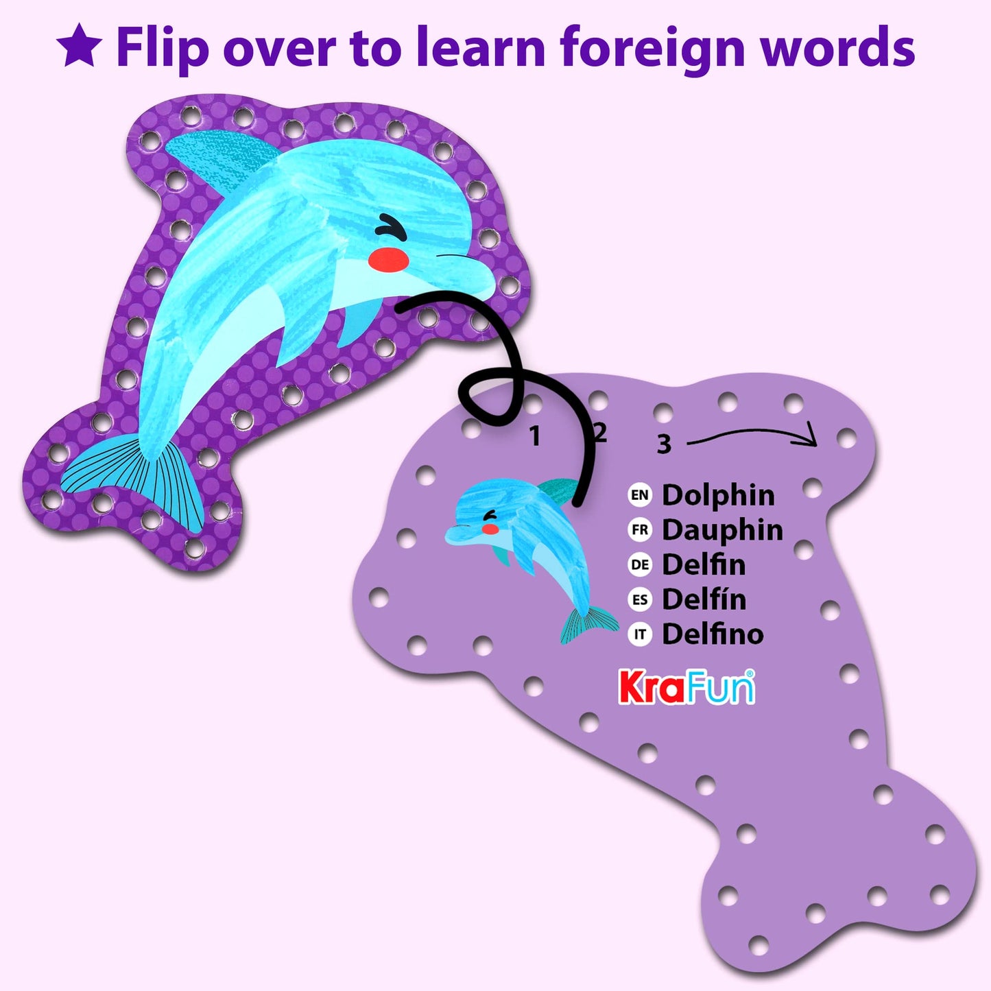 Krafun Beginner Mermaid Lacing Card Kit For Kids Arts & Crafts, 5 Easy Mermaid, Animal Lacing Projects, Lacing Cards For Toddlers, Fine Motor Preschool Skills Toys
