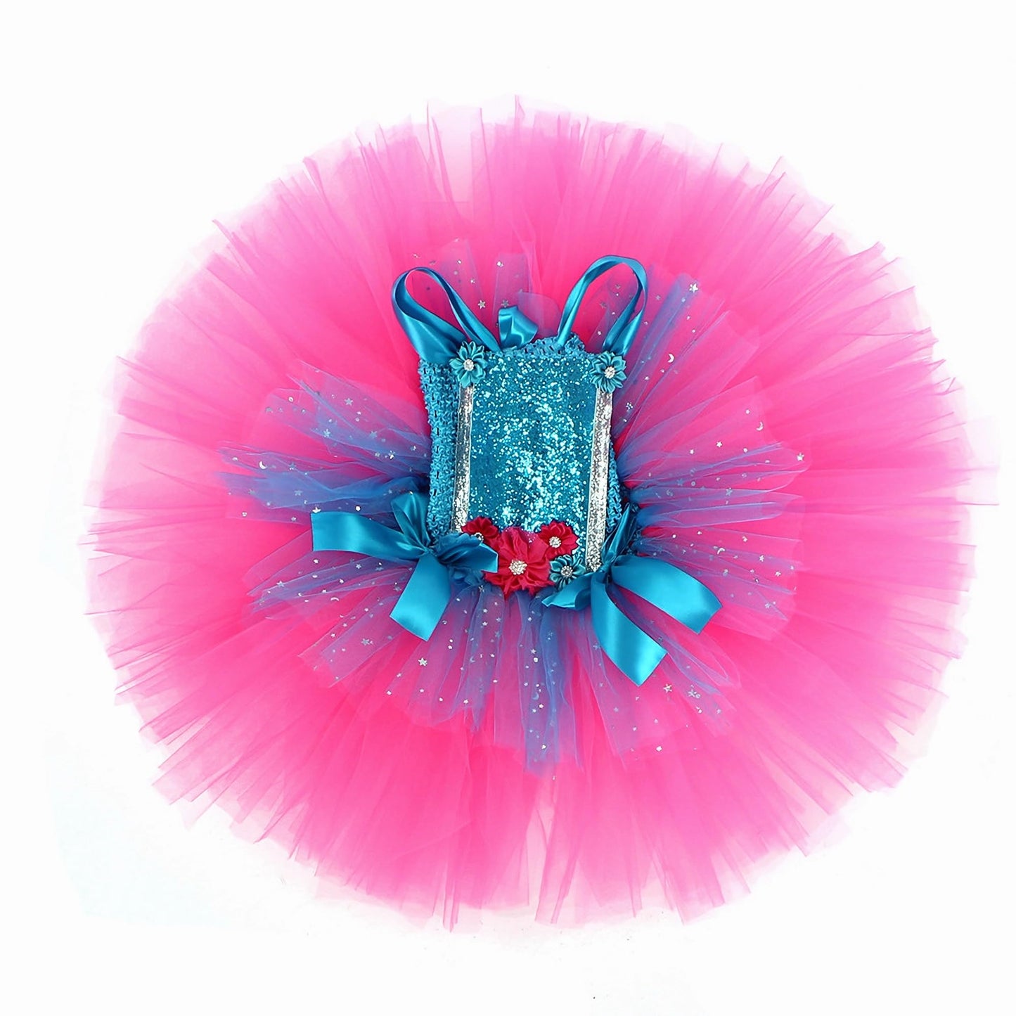 Aceut Wyyxxt Girls Princess Poppy Costume Birthday Party Dress Halloween Cosplay Outfits(6-7Y,Blue/Red)