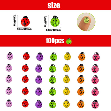 100PCS Colorful Mini Ladybug Decor for Dollhouse Resin Tiny Ladybugs for Crafts Micro Miniature Ladybug for Fairy Garden Dollhou
