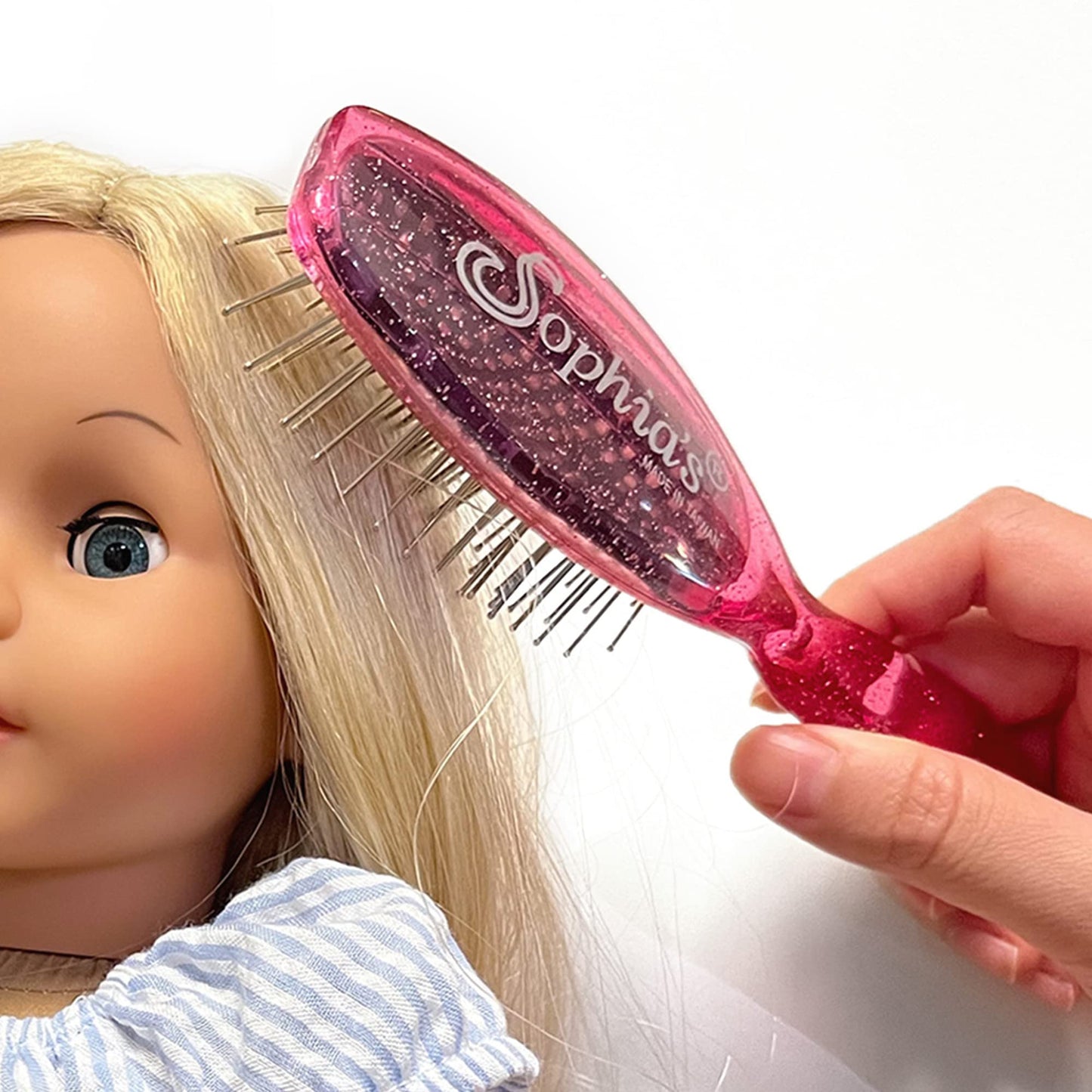 Sophia'S 18' Glittery Hot Pink Doll Hairbrush, Ideal For Wig-Like Hair