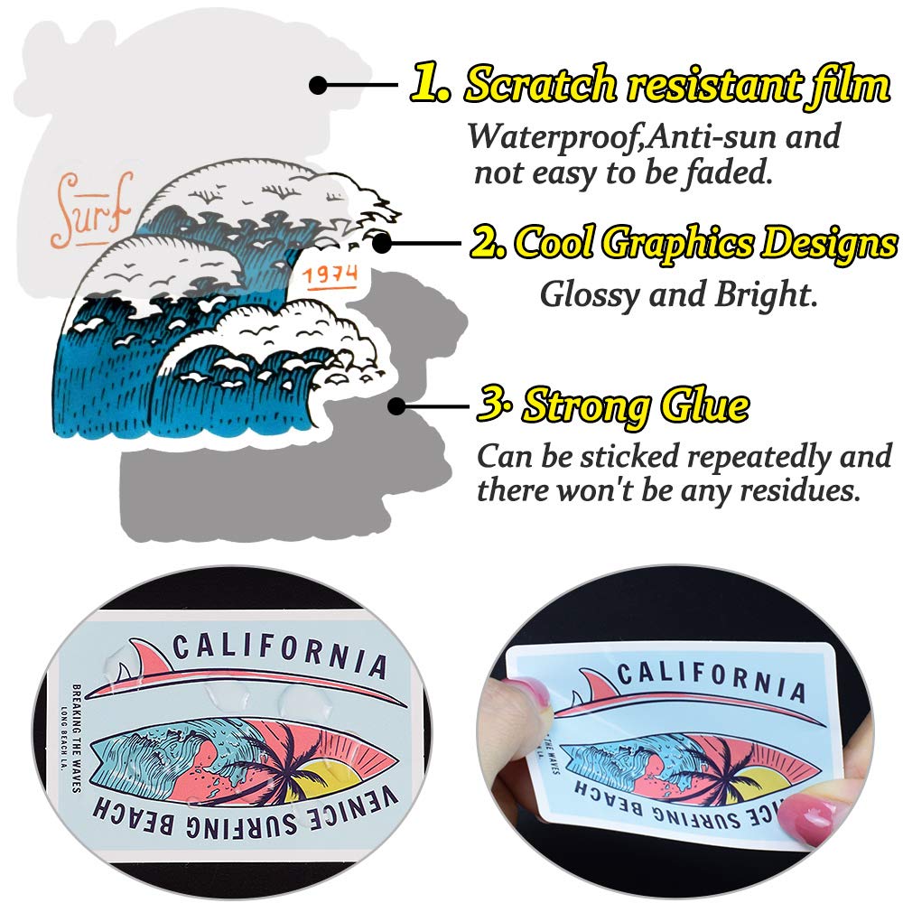 Surf Stickers For Teens Girls Boys Surfing Laptop Stickers For Water Bottles Surfboard Waterproof Vinyl Stickers Surfer Stickers