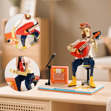 LUXEBLOCKS Art Brick & Music Guitar Building Set - 358PCS Guitar Solo Model Kit with Brick Accents Build Your Own Guitar Desk Toy for mature-themeds - Musicians Brick Set Vintage Blocks Gift for Music Fans