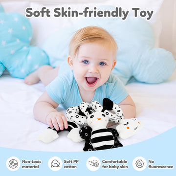 Car Seat Toy,Stroller Toys,Car Seat Toys For Babies 0-6 Months Boy Girl,Spiral Hanging Stroller Black And White High Contrast Sensory Toy Newborn Plush Activity Toys Thank You Gifts For 0 3 6 9 Months