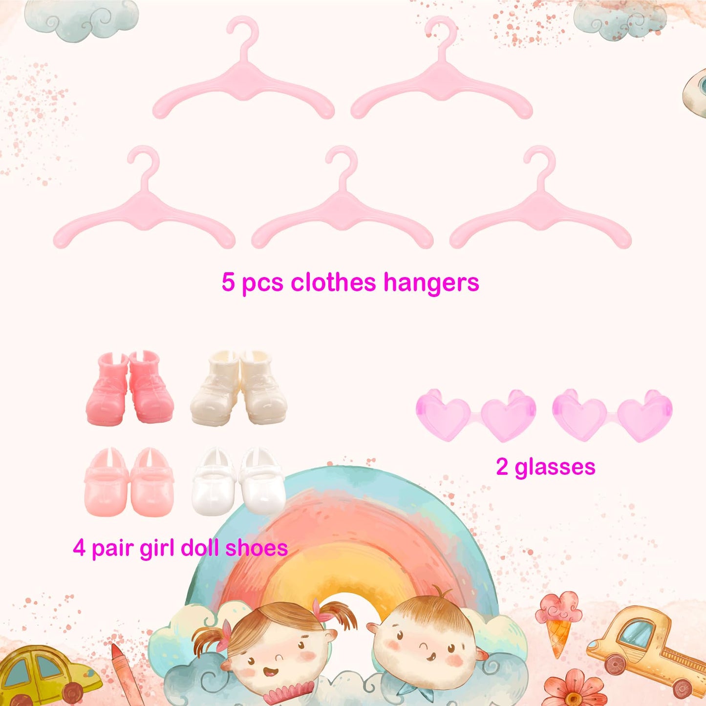 Miunana 12 Pcs 5.3 Inch Girl Doll Clothes Dress Outfits And Shoes For Chelsea Girl Doll Clothing With 2 Pairs Of Shoes For 4-6 Inch Chelsea Girl Dolls Clothes And Accessories Doll Top And Pants