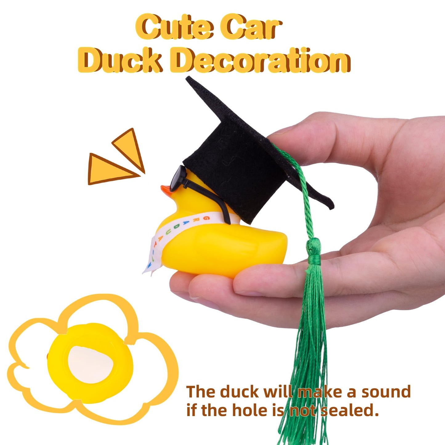 CoFuBcad Graduation Ducks Car Dashboard Decorations 2Pack Rubber Duck Car Ornaments with Mini Graduation Hats Sashes Glasses