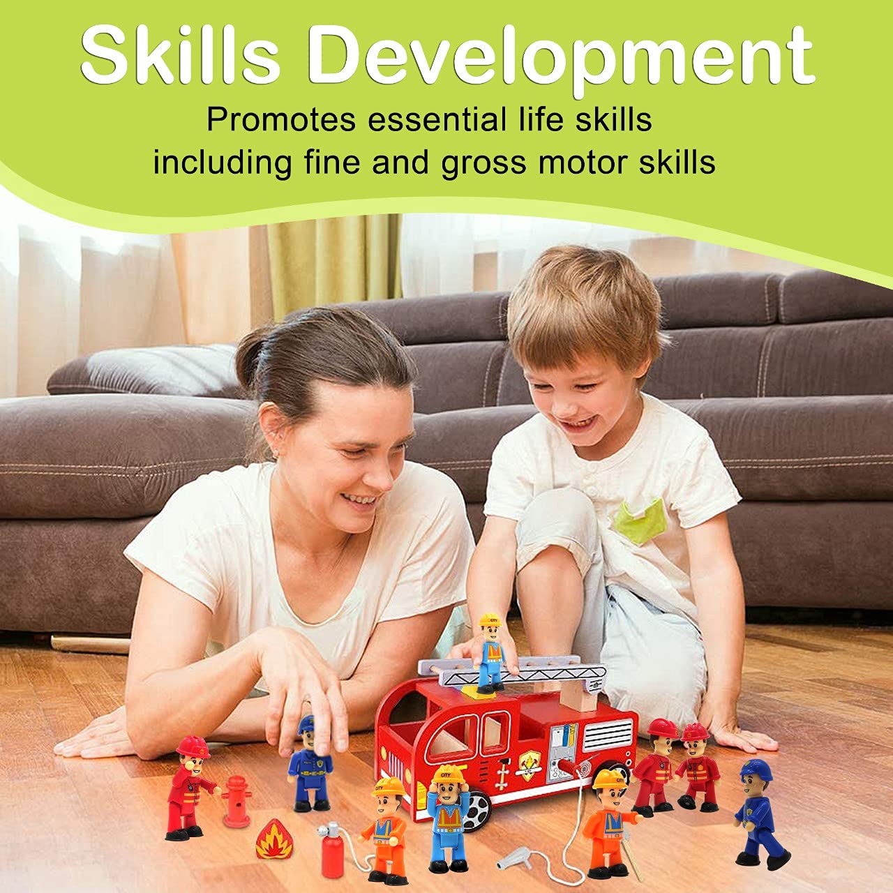 Funerica 8-Set Bendable Play People Figures For Kids - Firefighters, Police Officers, Construction Workers, Sanitation And Community Helpers Figurines