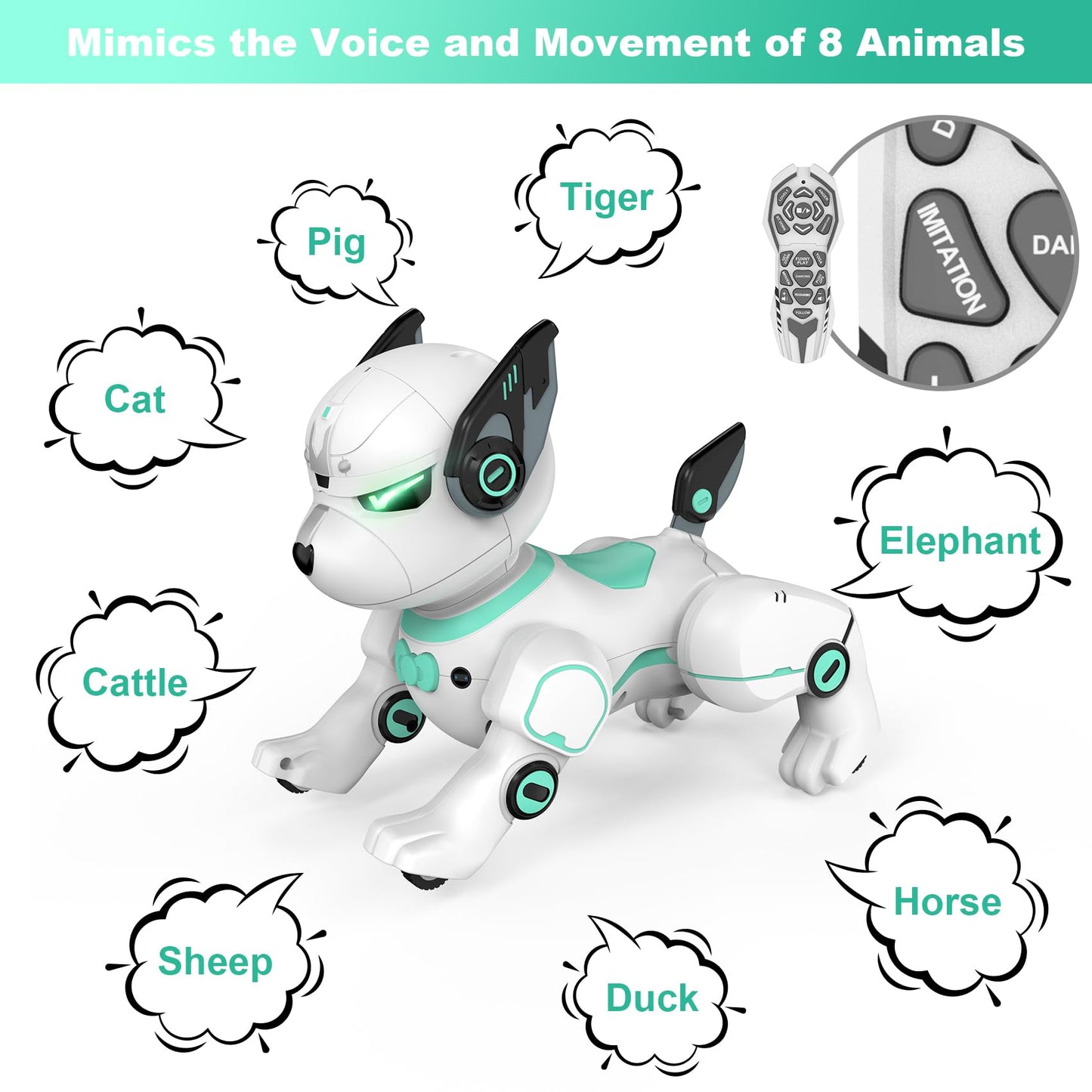 Remote Control Robot Dog Toy, Rc Dog Programmable Smart Interactive Robotic Pets, Rc Stunt Robot Toys Dog Imitates Animals Music Dancing Handstand Push-Up Follow Functions For Boys Girls Toy Green
