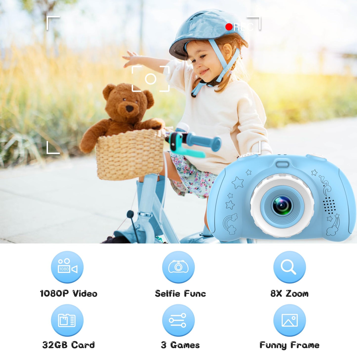 Kids Camera, Camera For Kids 3-12, Kids Digital Camera For Boys And Girls, With 32G Sd Card, Toddler Camera With 2.4-Inch Screen