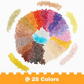 Etarnfly 2800Pcs Pixel Bricks, 1X1 Round Plates - 28 Colors Building Blocks Parts And Pieces - Transparent Pixel Arts Dots Bulk