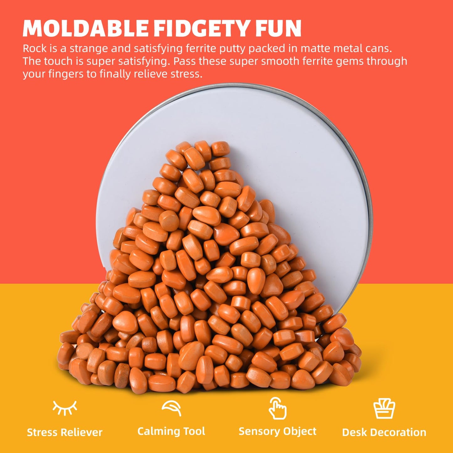 Lcvuuk Magnetic Ferrite Putty Rocks,Orange More Than 300 Weak Magnetic Smooth Ferrite Pebbles, Magnet Rock Desk Toys And Time-Ki