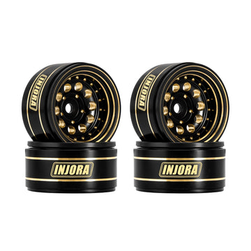INJORA 1.0 Beadlock Wheel Rims Black Coating Brass Rims for 1/24 1/18 RC Crawler Car Axial SCX24 AX24 TRX4M FCX24, 39g