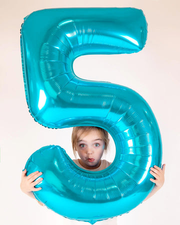 5 Balloon, Blue Number Balloons 40 Inch, 5Th Birthday Balloon Decorations, Blue Party Supplies, 5 Number Balloons, Number 5 Ball