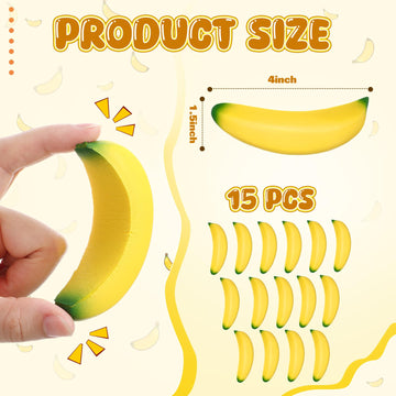 Kasyat 15 Pieces Banana Stress Toys Stretchy Bananas Stress Toys Banana Pu Toys Relief Banana Stress Balls Tiny Party Supplies For Stress Relief Party Favors (3.94 Inches)