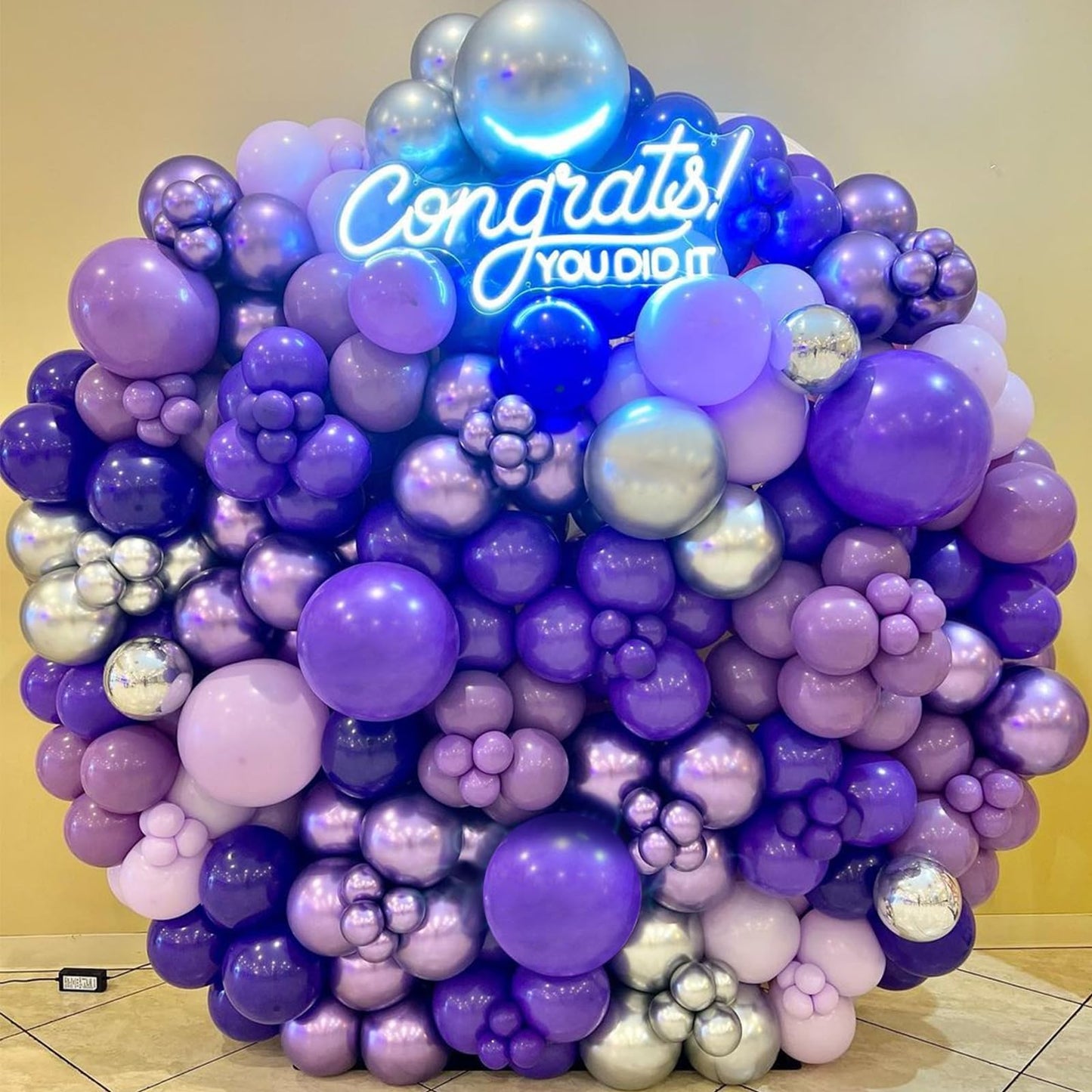 Purple Balloon Garland Arch Kit, 134Pcs Purple And Silver Balloons With Different Size Dark Purple Metallic Purple Balloons For