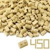 Feleph 1x2 Bricks Bulk 450 Pieces Tan Classic Basic Parts Sand Building Creative Play Set Blocks Toy Accessories Compatible with