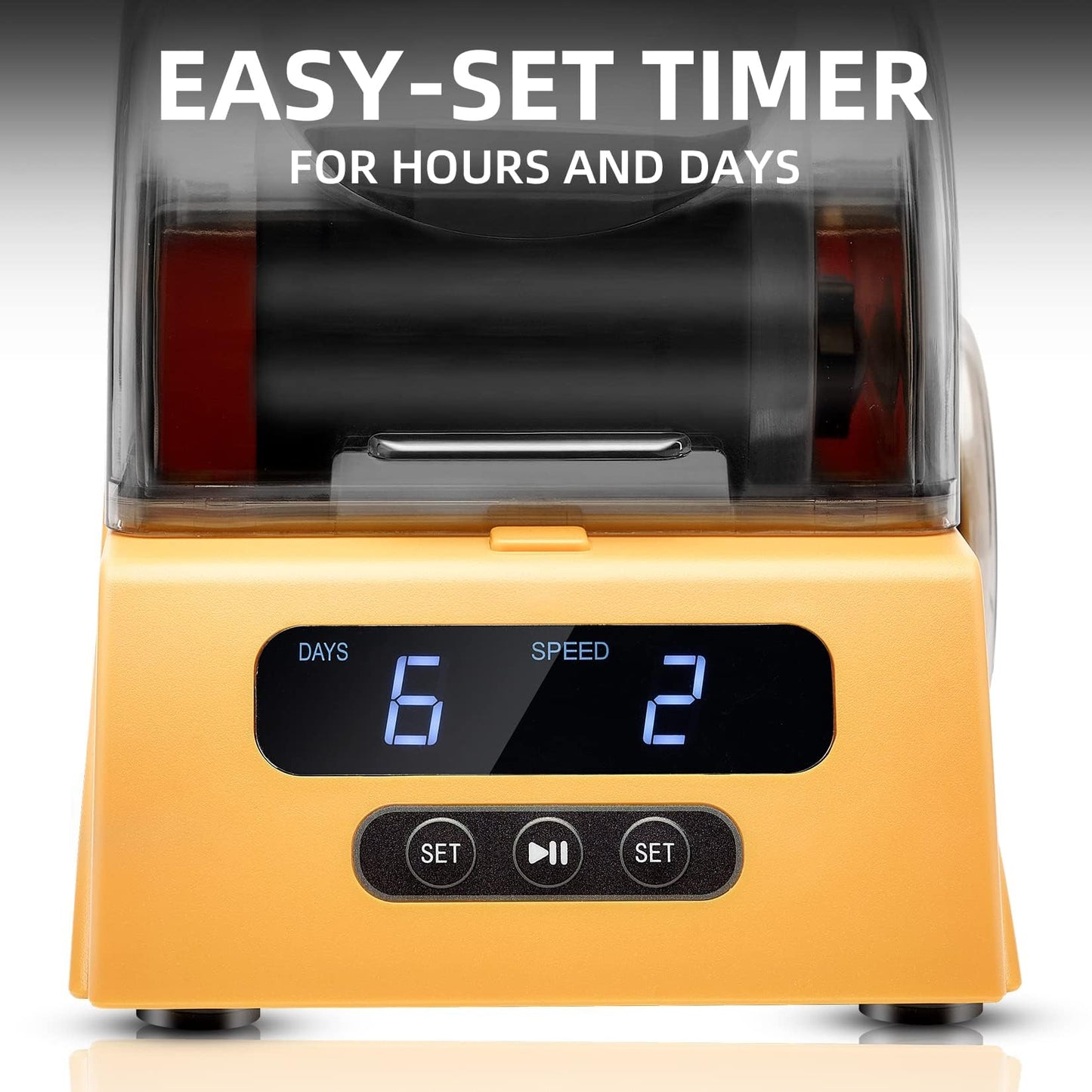 Tryes Rock Tumbler Kit Adults - Rock Polisher Tumbler With Noise Reduction Cover, Speed&Timer Control, Includes 4 Polishing Grits, Rough Gemstones, Learning Guide Etc. (Yellow)