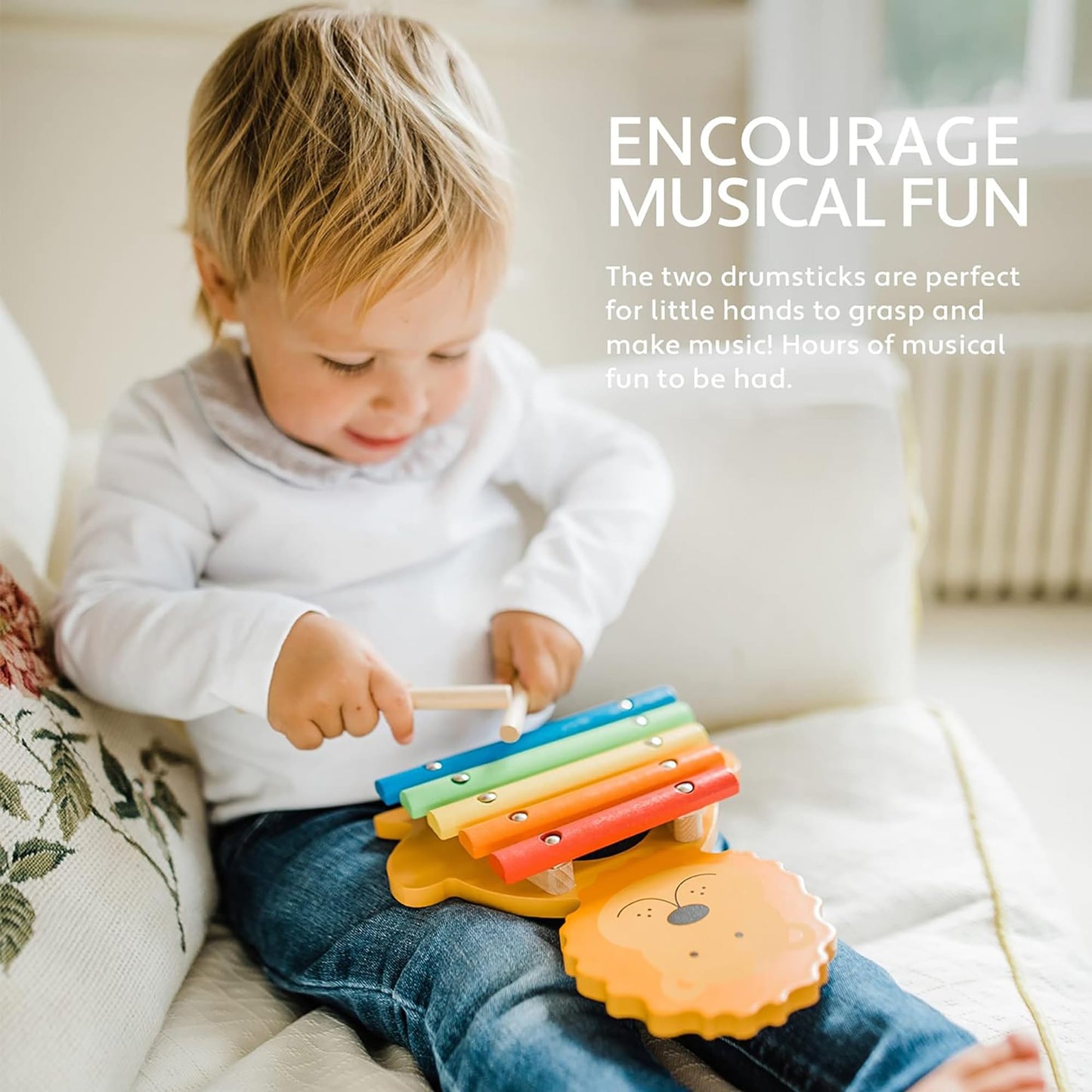 Orange Tree Toys: Xylophone: Lion - Wooden Musical Instrument Toy W/ 2 Drumsticks, Animal Shaped, Colorful Developmental Toy, Toddler & Kids, Ages 3+