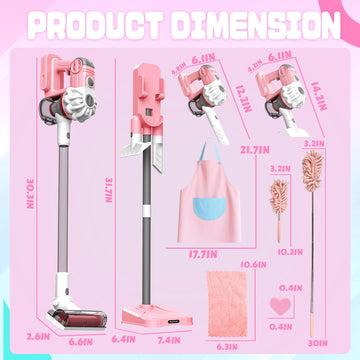 SMILESSKIDDO 3-in-1 Kids Vacuum That Really Works - Toy Vacuum Includes 3 Nozzles, Apron, Cleaning Cloth, Duster & Colorful Bead