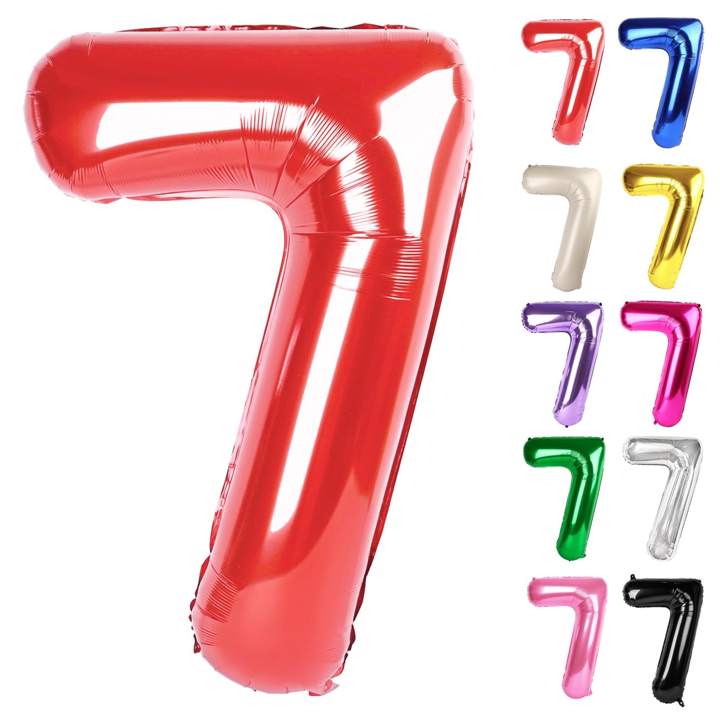 Red Number 7 Balloon 40 Inch, 7 Balloon Number, 7Th Birthday Decorations, Red Party Supplies For Boys Girls