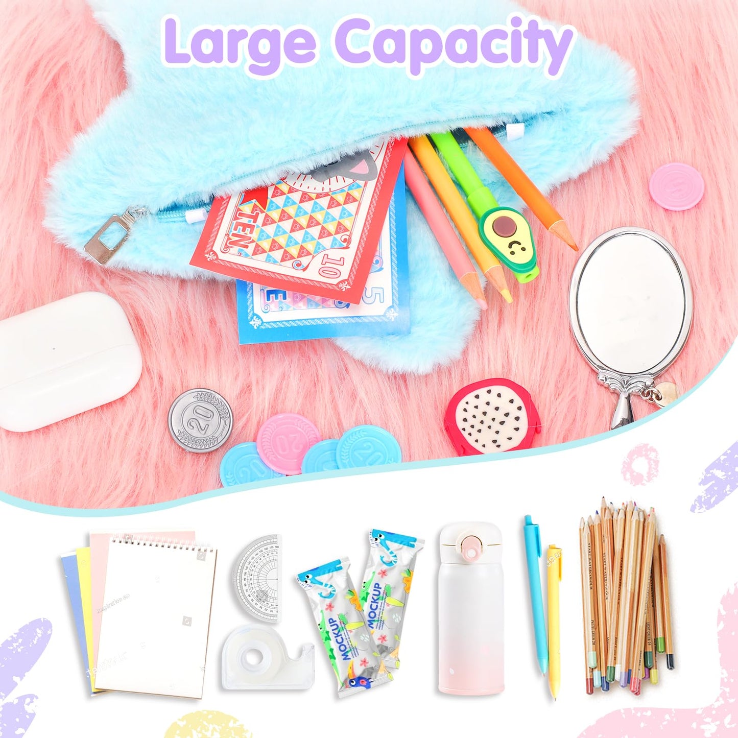 CatchCute Plush Starfish Bag Kids Handbag Crossbody Bag with Zipper,Plush Coin Purse with Adjustable Strap,Soft Starfish Stuffed