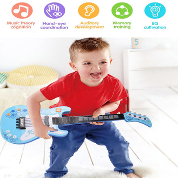 Jakeloo Kids Electric Guitar Toy - Blue Toddler Musical Guitar for Ages 3-8, Perfect Gift for Boys & Girls with Strap