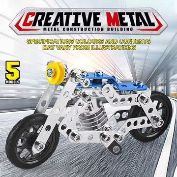 Ferthor Fun Motorcycle Erector Set, 139PCS Metal Building Blocks, STEM Toys for Kids 8-12, Model 1201, Blue