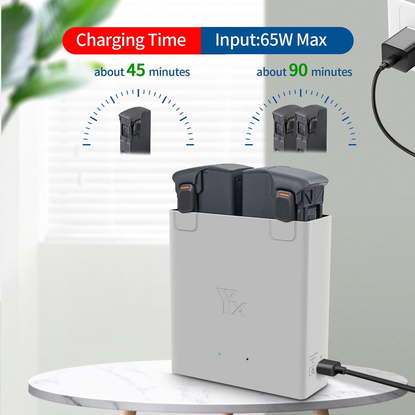 Lyongtech Two-Way Battery Charger Hub With Storage Charge For Dji Avata 2 Drone,Charging Dual Batteries In Sequence,Charge Acces