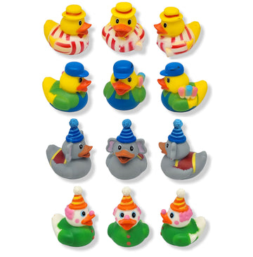 Cool Rubber Ducks (2') Standard Size. (12 Pack) Cute Duck Bath Tub Pool Toys. (Carnival Themed Rubber Ducks)