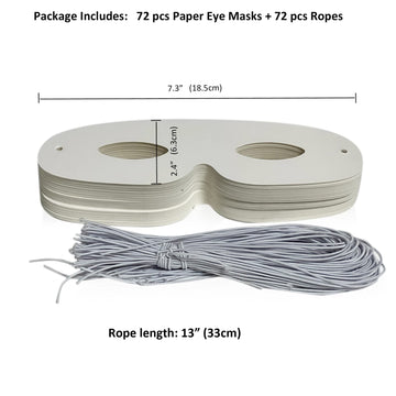 Lependor 72 Pack White Paper Eye Masks, Plain Masquerade Mask DIY Blank Masks Decorate for Costume Party, Halloween Party - 72 P