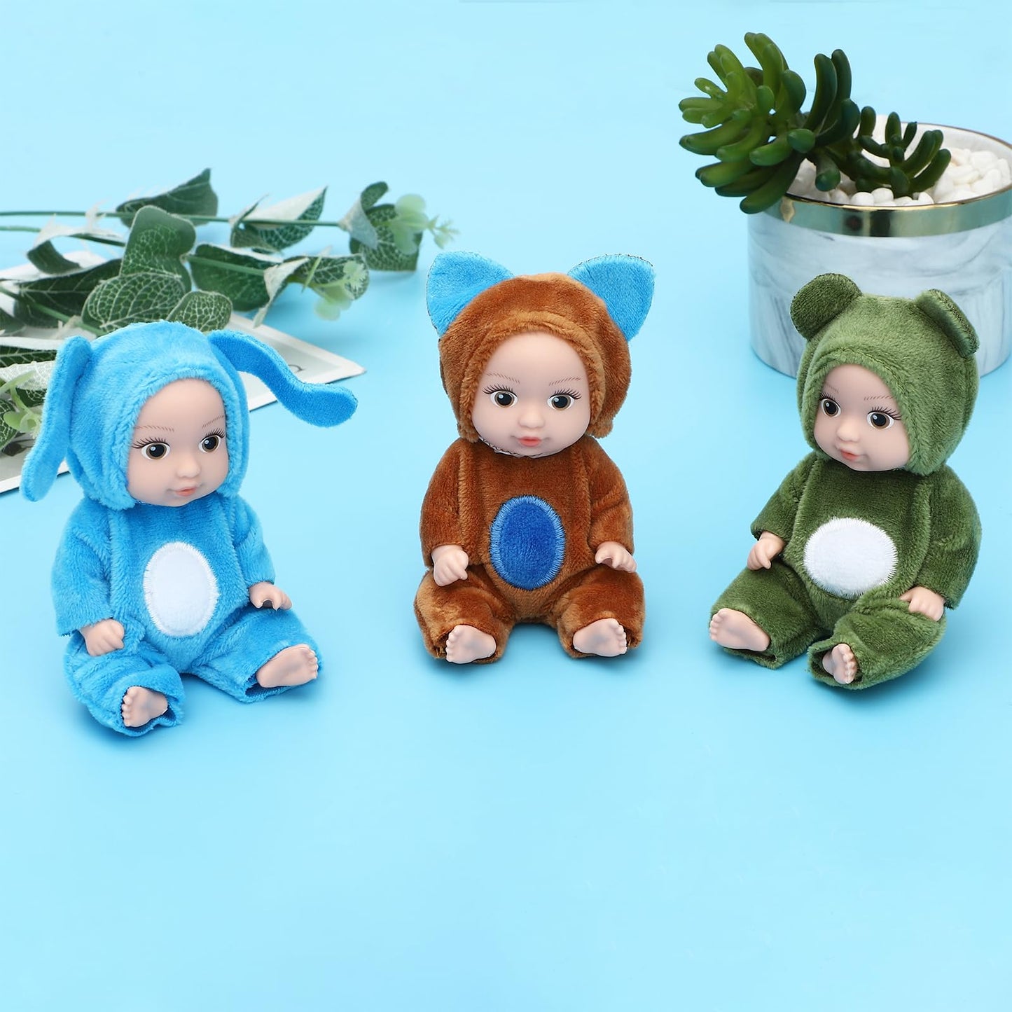 Onest 6 Sets 4 Inch Dolls Cute Girl Dolls Include 6 Pieces Girl Mini Dolls, 6 Sets Handmade Doll Clothes