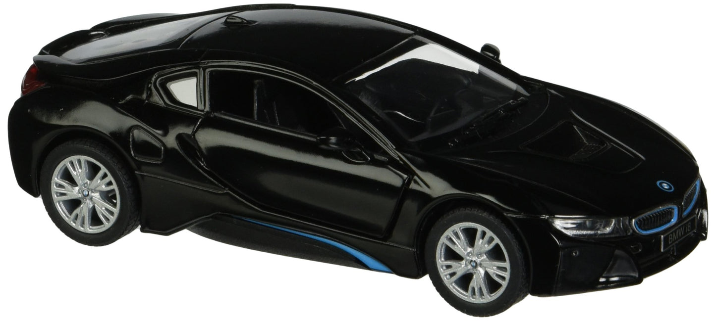 KiNSMART BMW i8 Die Cast Metal Model Toy Car 5" 1:36 Scale Black w/Pullback Action, Model 5379