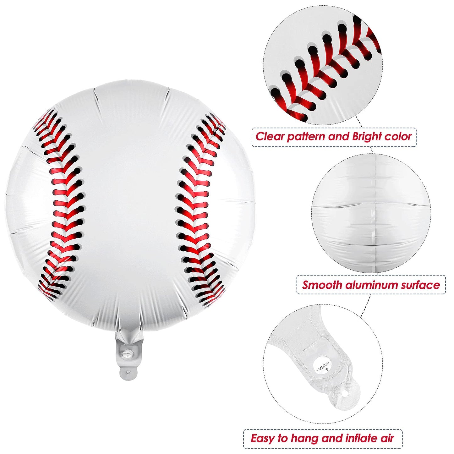 Durony 12 Pieces 18 Inches Baseball Balloons Baseball Themed Party Decorations Foil Mylar Baseball Balloons For Birthday Party S