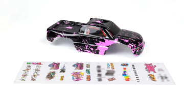 Custom Body Compatible For 1/10 Scale Rc Car Or Truck (Truck Not Included) (Muddy Pink Over Black)