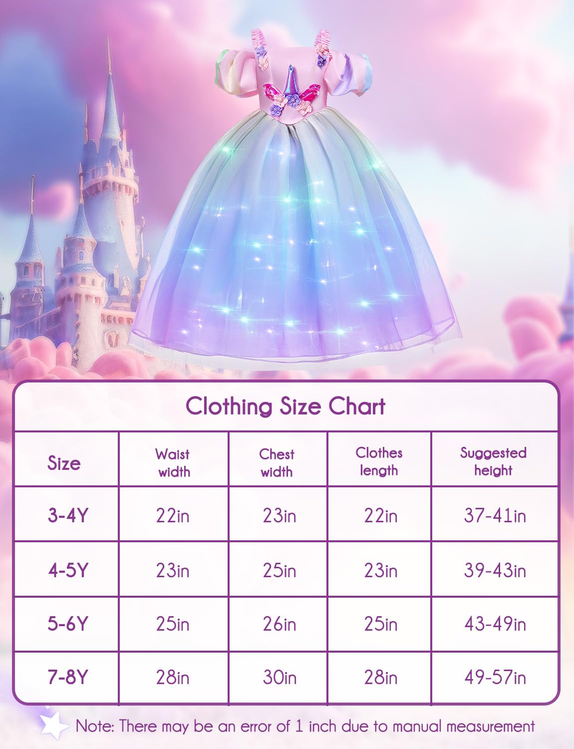 Minetom Princess Dress For Girls Costume Princess Dress Up Clothes For Little Girls Birthday Cosplay Party Outfit 7-8 Years