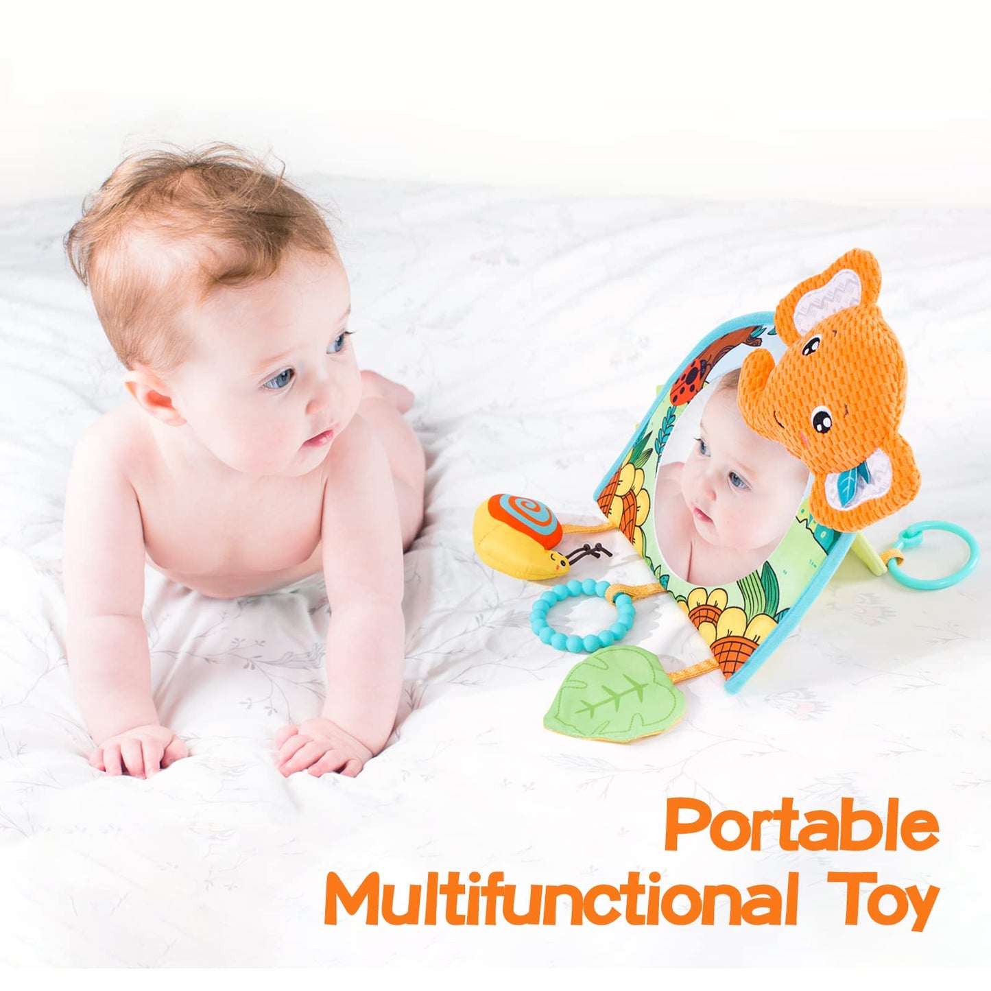 Car Seat Toys, Baby Mirror Toy For Car, Baby Car Toys Rear Facing, Mirror,Teether And Crinkle Paper, Fun Travel Infant Car Seat Toy For Rear Face, Tummy Time Toys With Newborns, Babies Carseat Toy