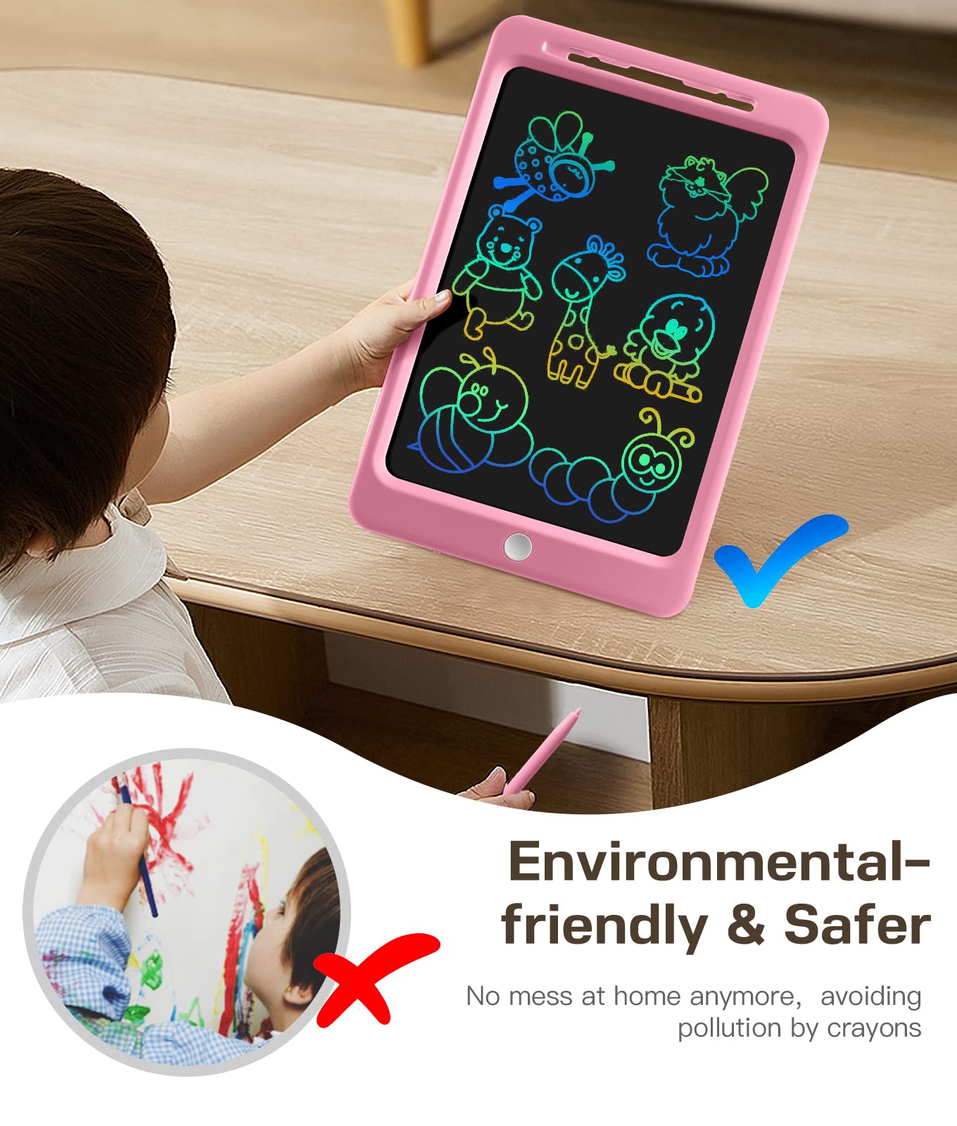Beydoa Lcd Writing Tablet For Kids, 12 Inch Colorful Doodle Board, Drawing Tablet Writing Board, Toddler Learning Toys For 3 4 5