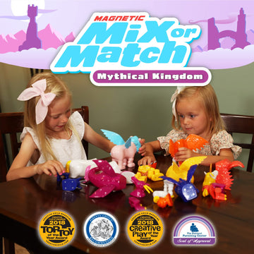 POPULAR PLAYTHINGS Magnetic Mix or Match Pastel Mythical Kingdom Toy Play Set, 15 Pieces