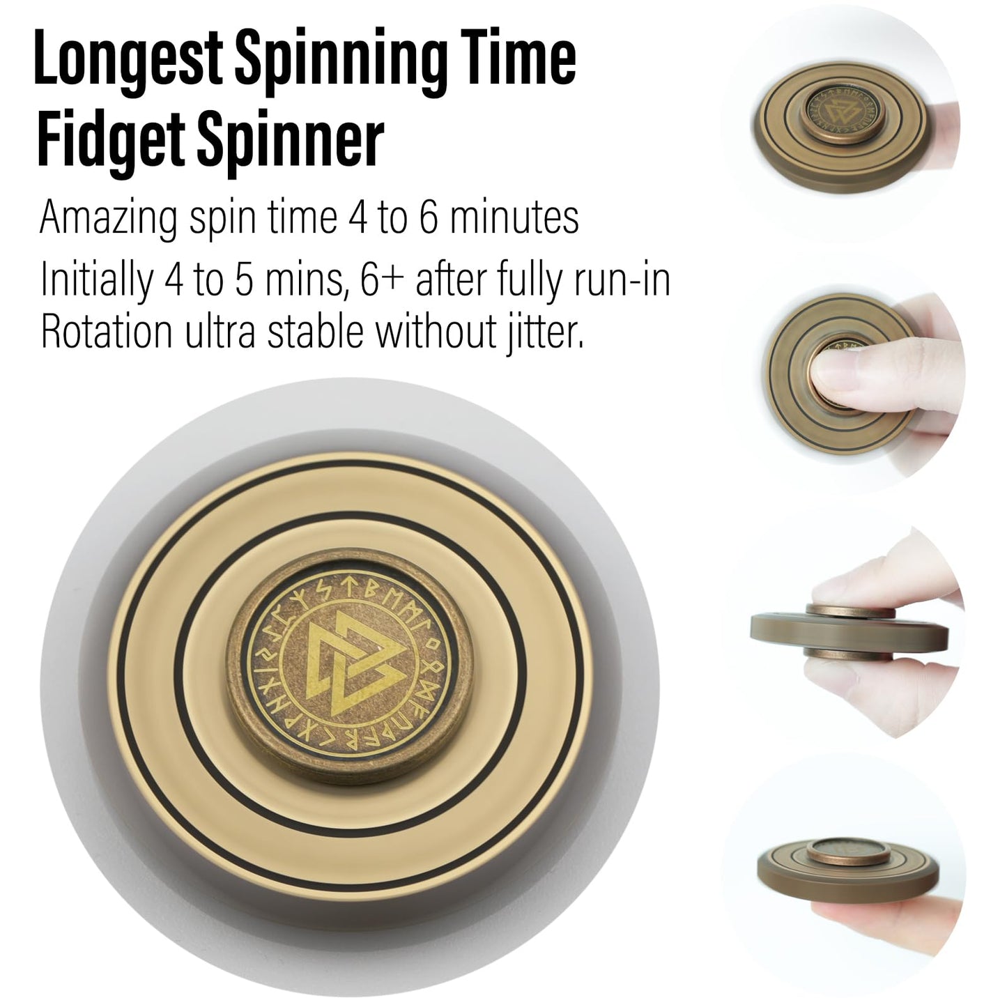 Freelove Viking Pirate Fidget Spinners For Adults, Heavy Metal Figette Spin, Premium Bearing, Silent Long Spinning, Small Gossip Desgin, Brass