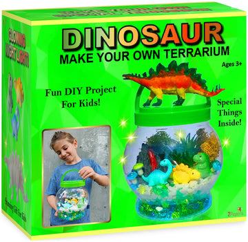 2Pepers Diy Dinosaur Gifts For Boys, Kids Birthday Gifts Arts And Crafts For Boys Nightlight Terrarium Kit, Toys For Boys Age 3 4 5 6 7 8 9 10 11 12 Year Old