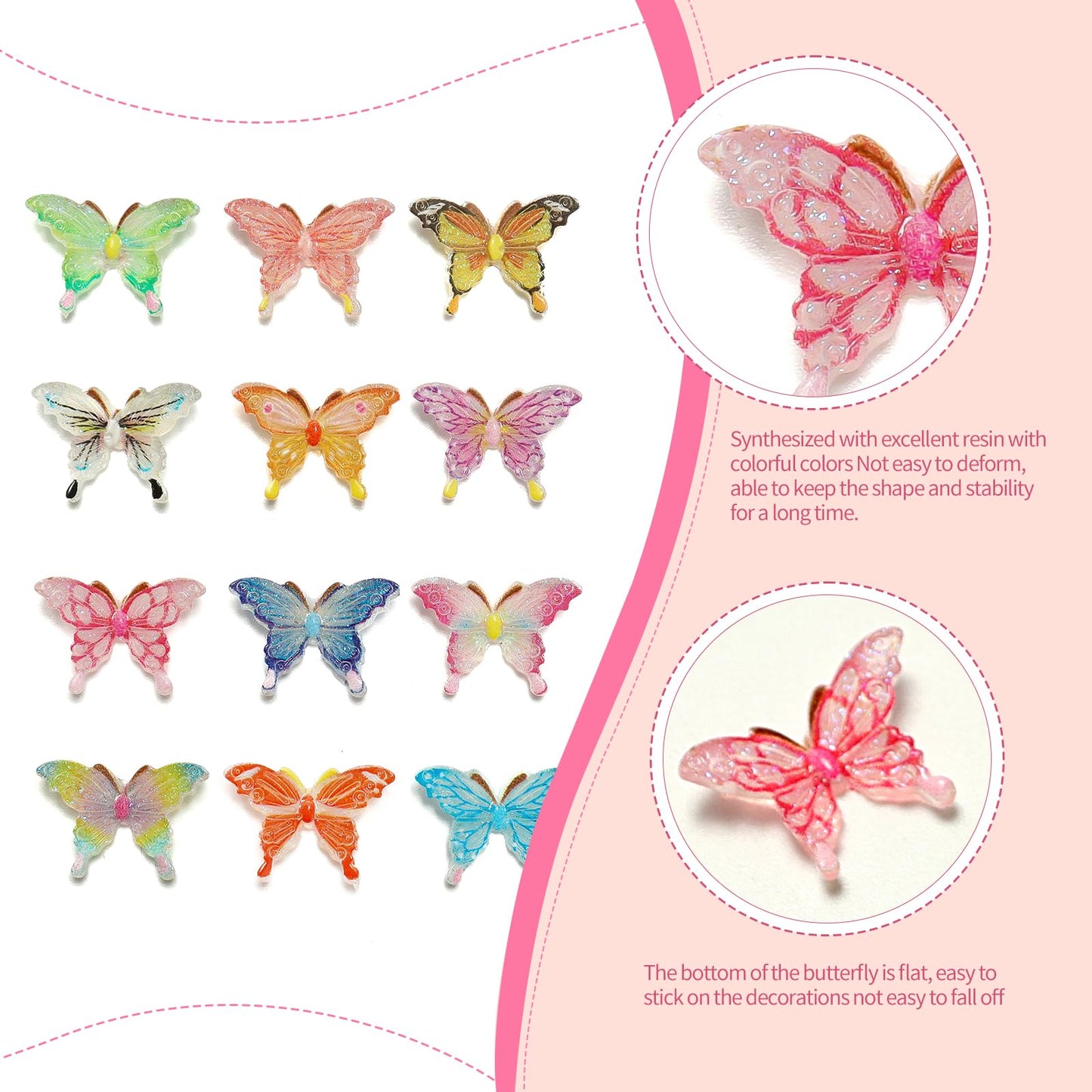 Miniature Resin Small Butterfly, Dollhouse Miniatures Crafts Butterfly Random 50pcs