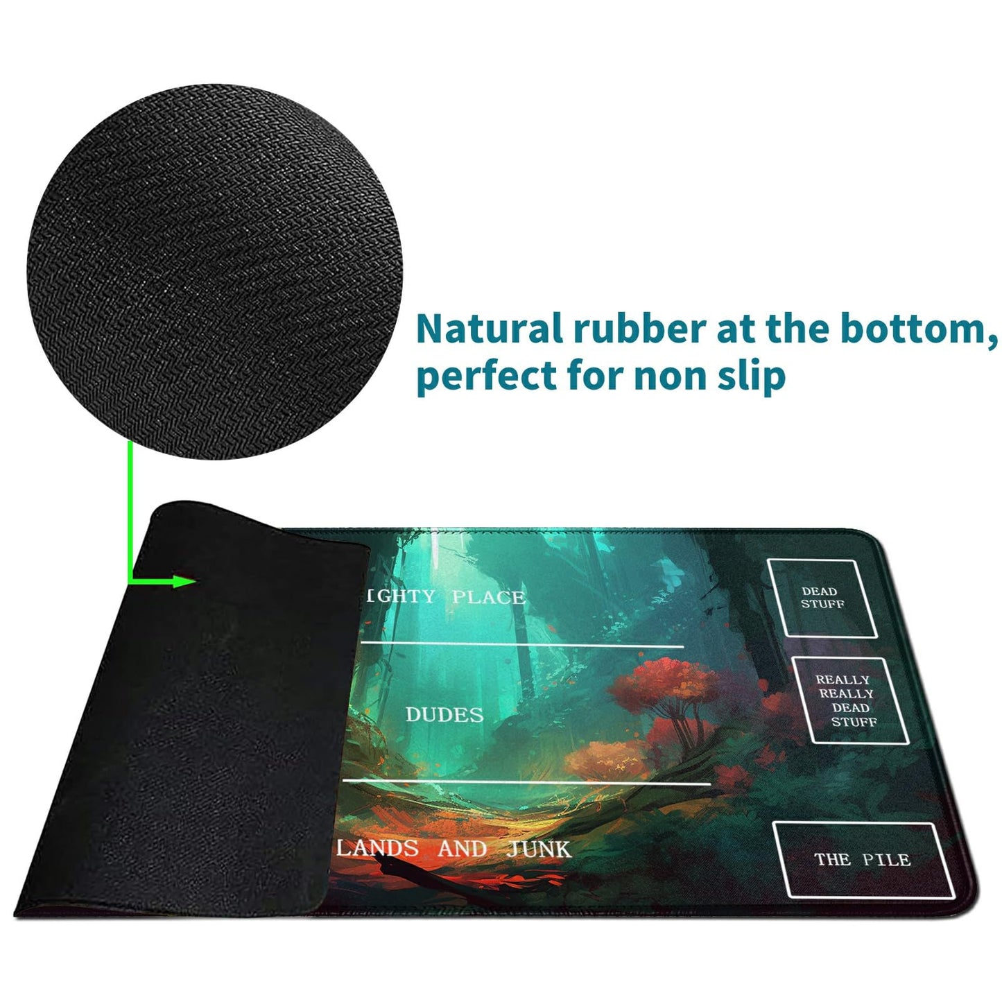 Rwutytiul Forest Card Playmat 24 X 14 Inch With Tube Bag, Card Gameplay Desk Mat With Zones For Commander Deck Mtg Rpg Ccg Tcg C