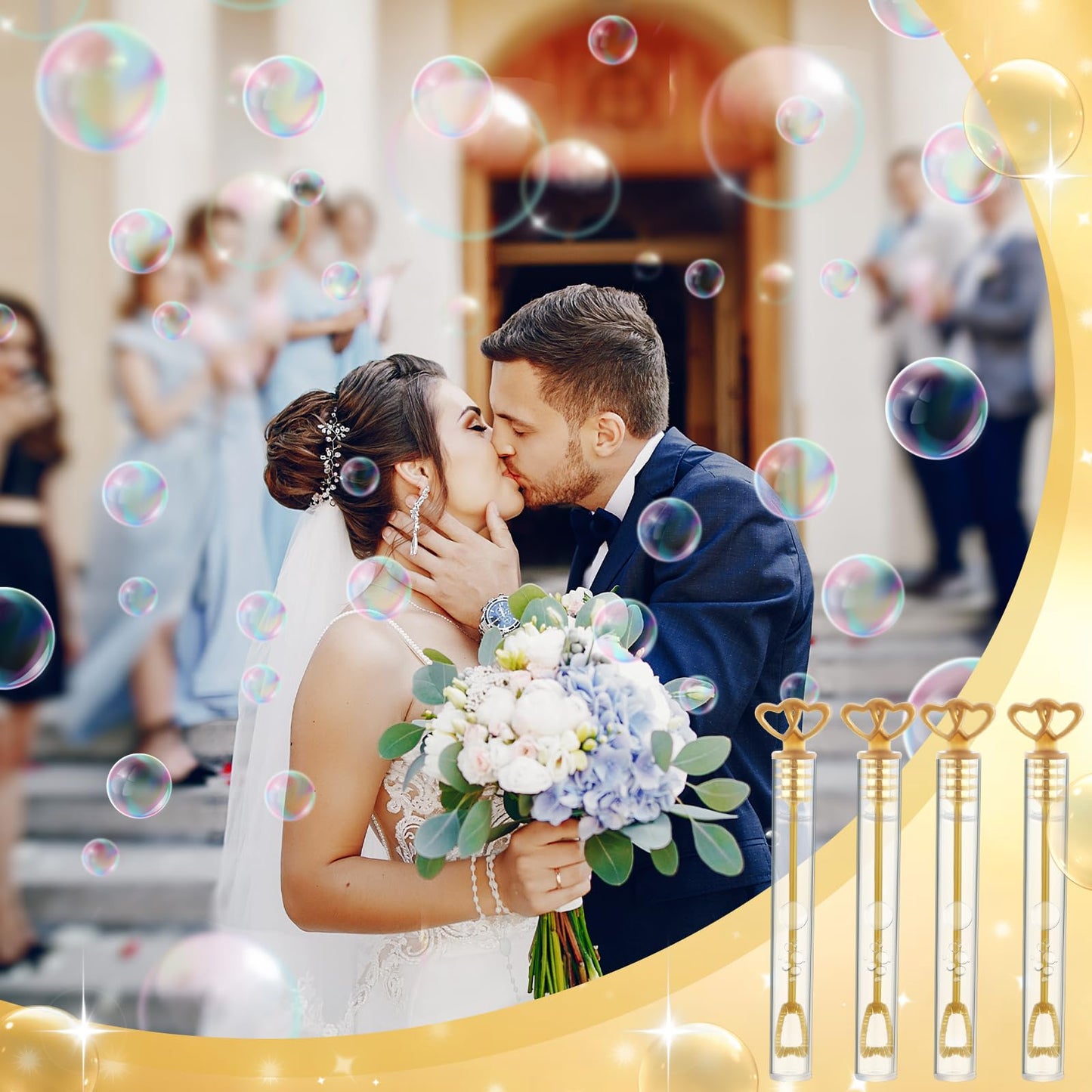 Pullcrease 150 Pcs Bubble Wands Bulk For Wedding Party Mini Heart Wand With Bubble Solution For Wedding Bridal Showers Valentine