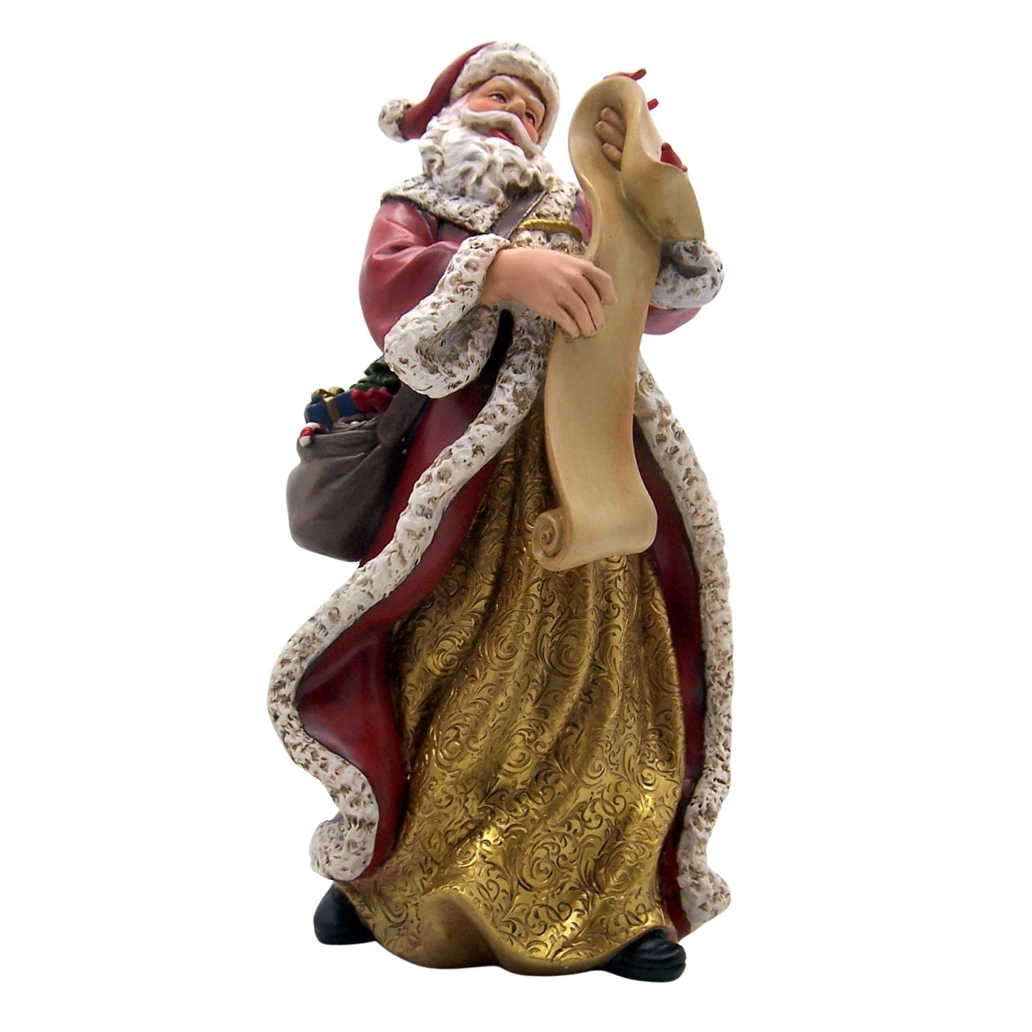 Napco Whimsical Red Santa With List And Cardinal 13.75 X 6.75 Resin Stone Decorative Figurine