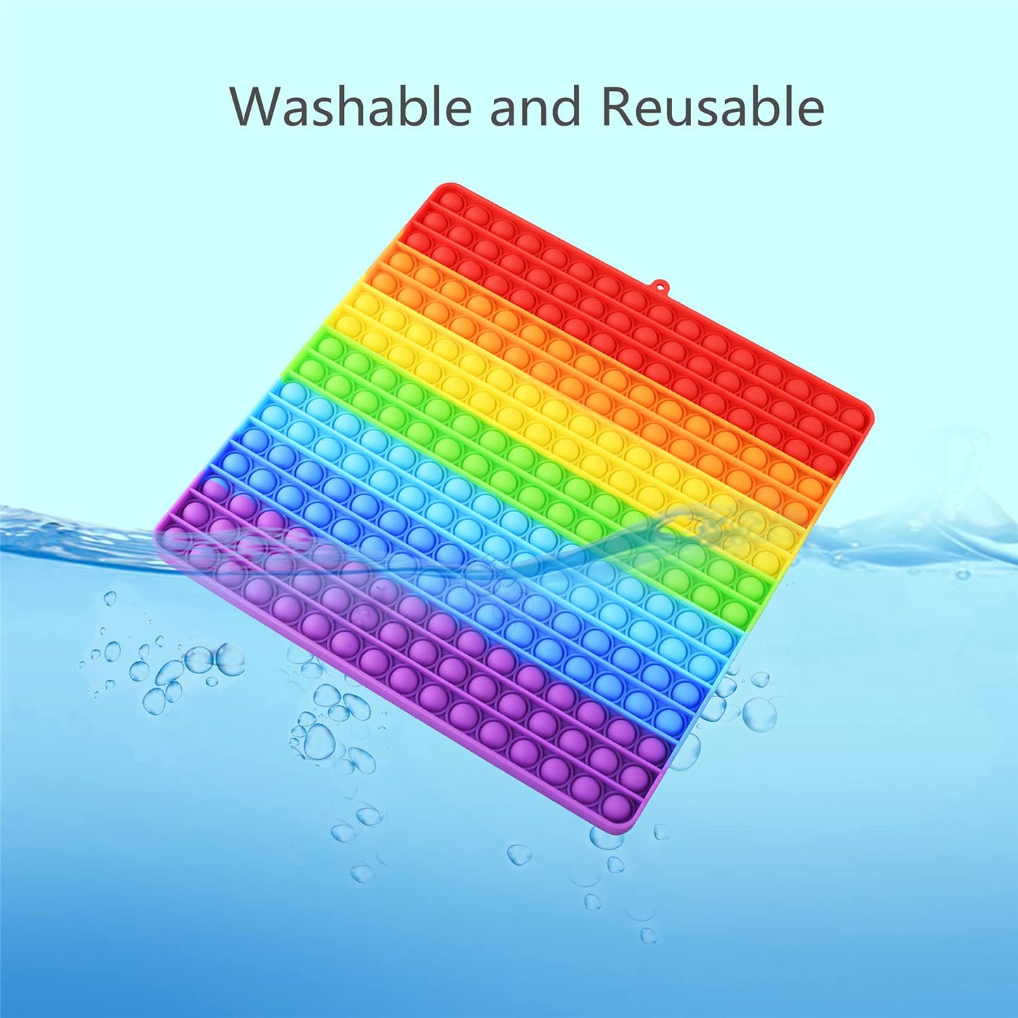 BFUHST Large Bubble Fidget Toy, 12 Inch Jumbo Silicone Stress Reliever, Rainbow Color, Model BF21070002T