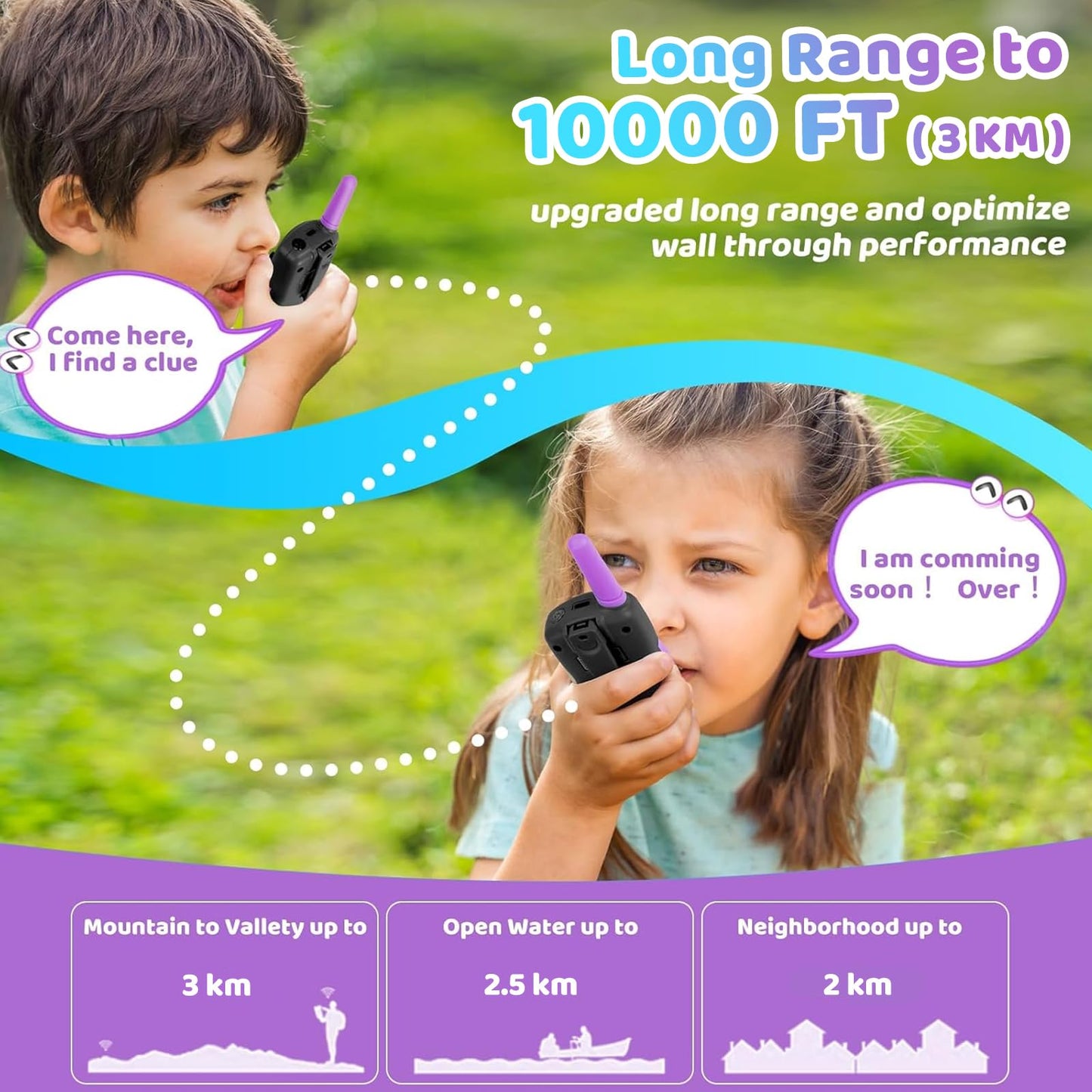 Vvinca Walkie Talkies For Kids, Rechargeable Walkie Talkie Toy Gift For 3-12 Year Old Girl Boy With 22 Channel 2 Way Radio Flash