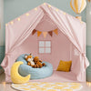 Kids Play Tent, Large Kids Playhouse with String Lights and Flag Garland, Bed Tent with 2 Windows, Machine Washable Reading Nook