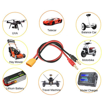 Woodguilin Xt90 Connector Plug,Xt90 Connector Male Plug To 4Mm Banana Plugs Battery Charge Lead Adapter,With 12Awg 30Cm Connecto