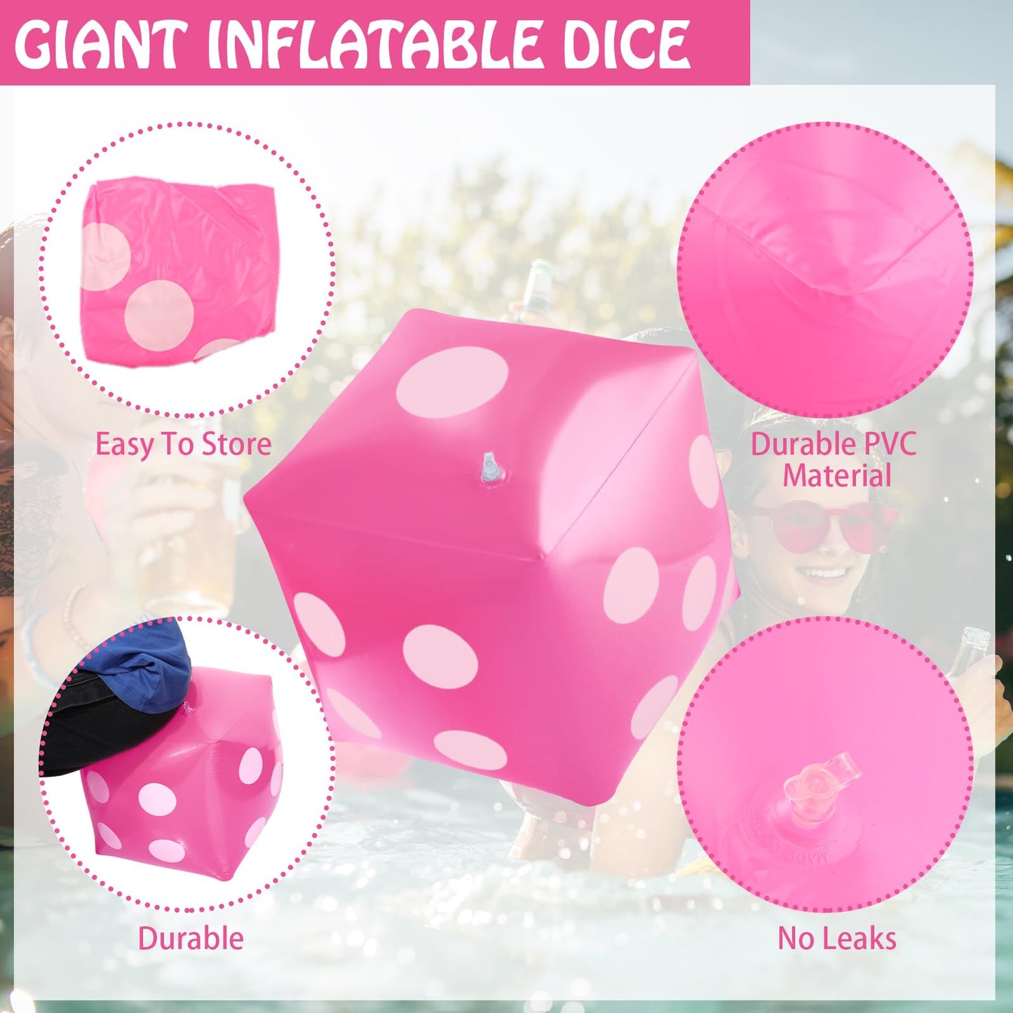 3 Pack Inflatable Dice Jumbo Giant Inflatable Dice Large Inflatable Dice Toy for Indoor Outdoor Broad Game Ludo Pool Party Favor